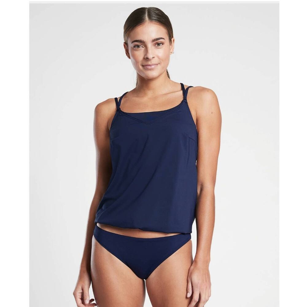 NWT Athleta Seascape Blousy Tankini - 34 B/C - dress blue - 34 B/C